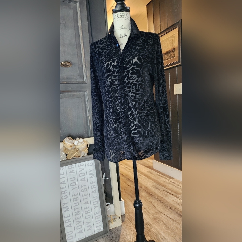 Zara Black Floral Print Blouse